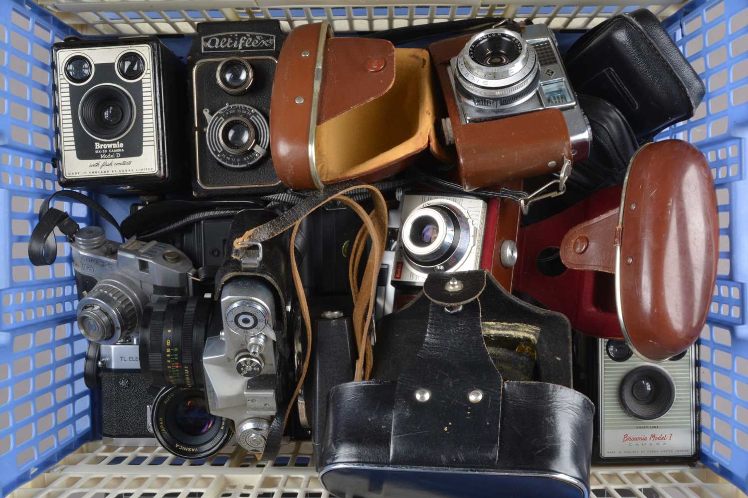A Tray of Various Cameras,