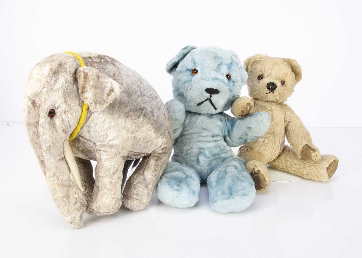 Post-war two Teddy Bears and an elephant,