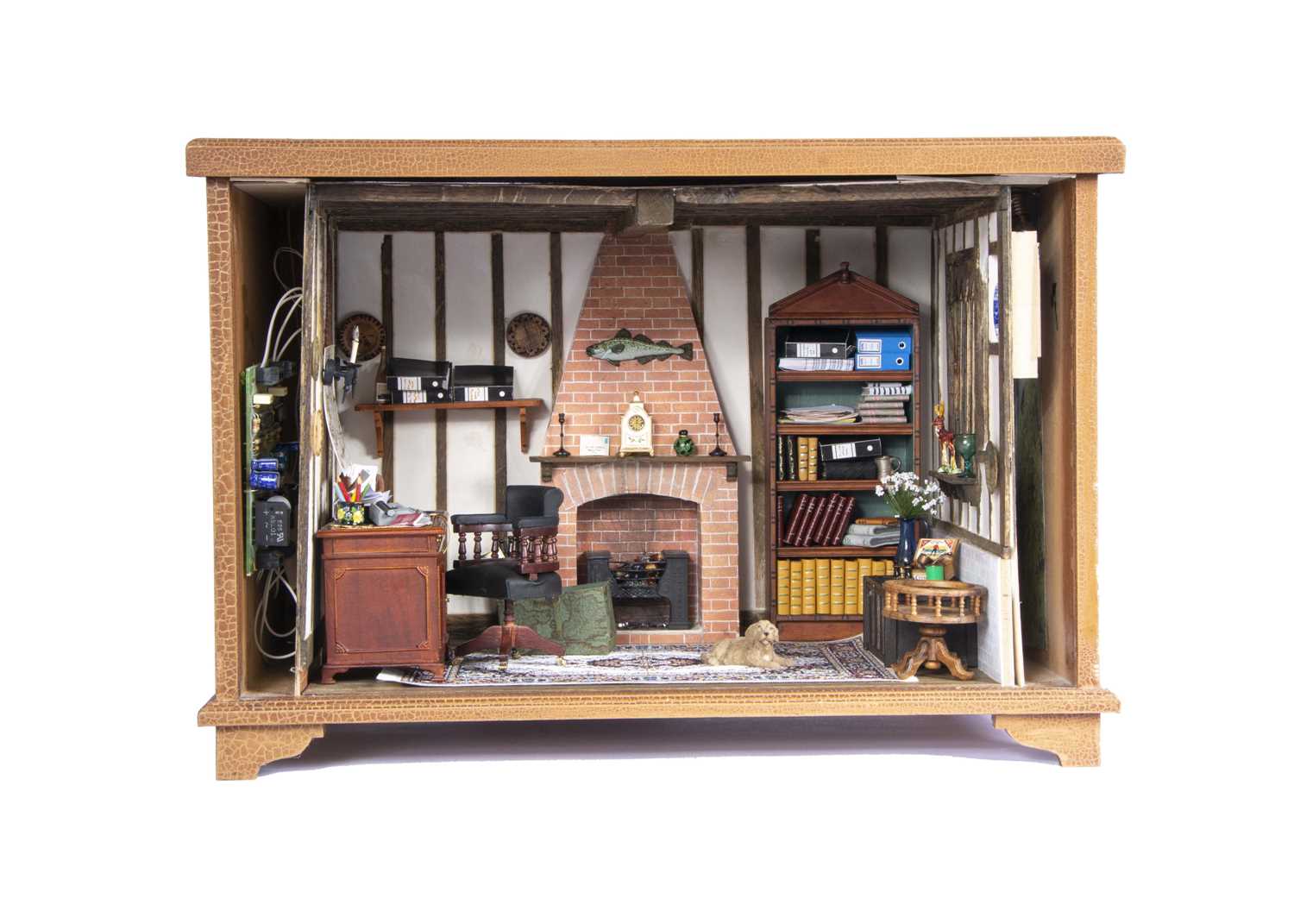 A Paul Wells Veracular Miniatures Man’s Study room box,