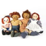 Johnny Gruelle’s Raggedy Ann and Andy cloth dolls,