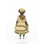 A rare 19th century black bisque shoulder-head dolls house doll,