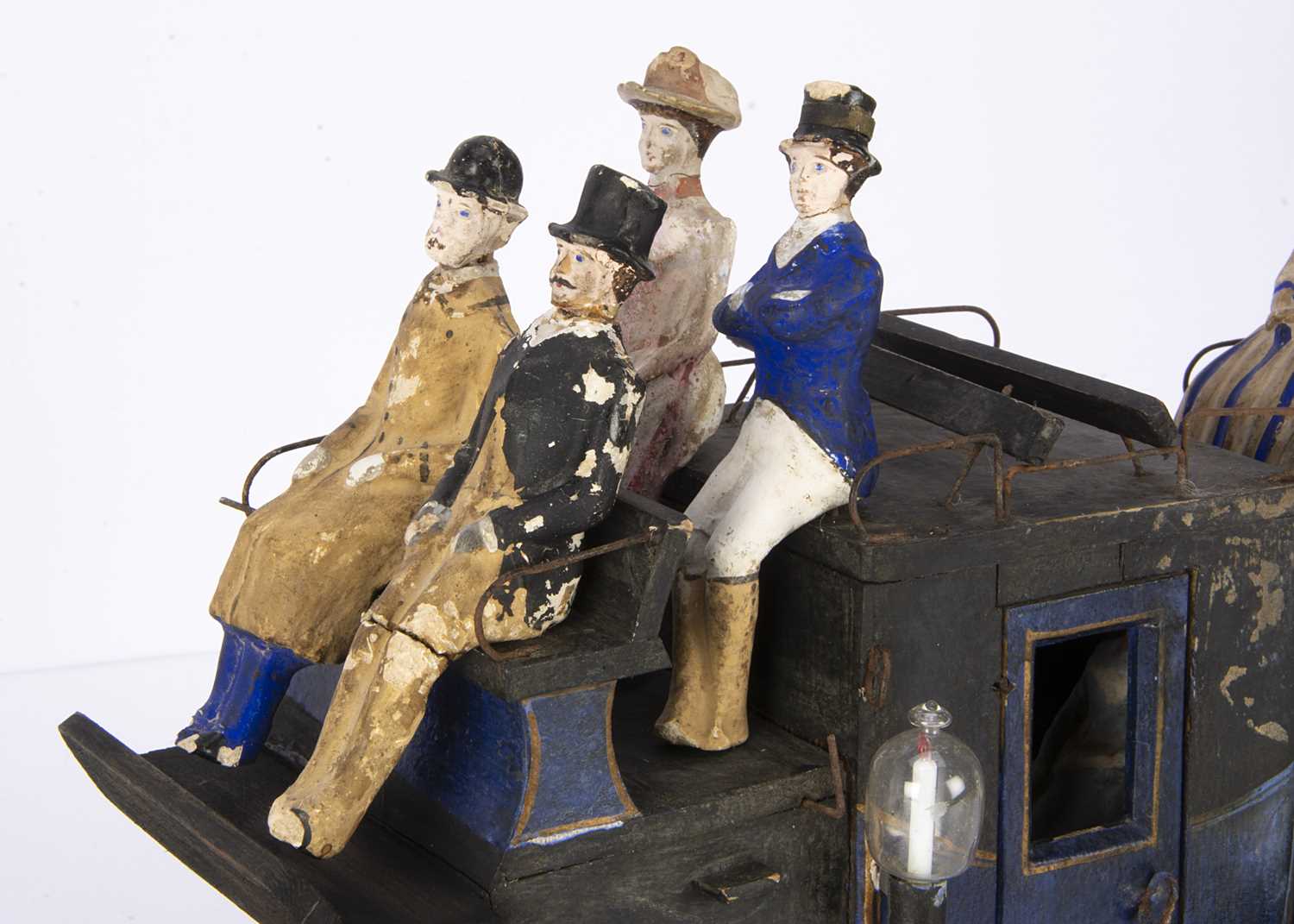A rare German late 19th century wooden stagecoach and horses, - Image 4 of 7