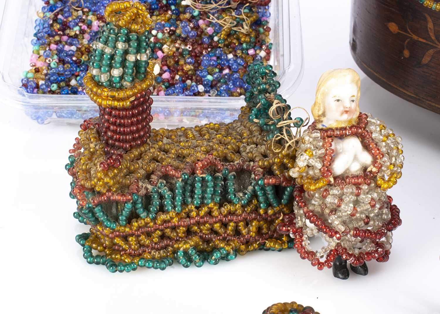 An unusual 19th century beadwork musical carousel, - Image 2 of 4