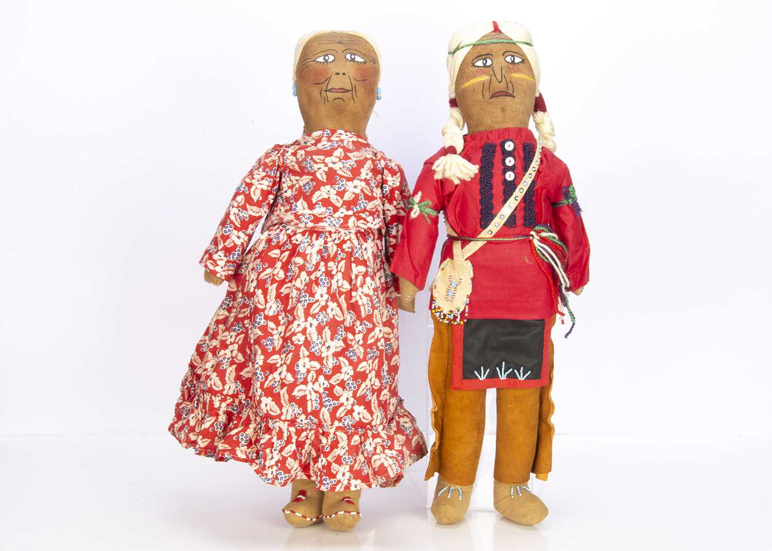 Two rare special order large size Oklahoma Native American Indian dolls,