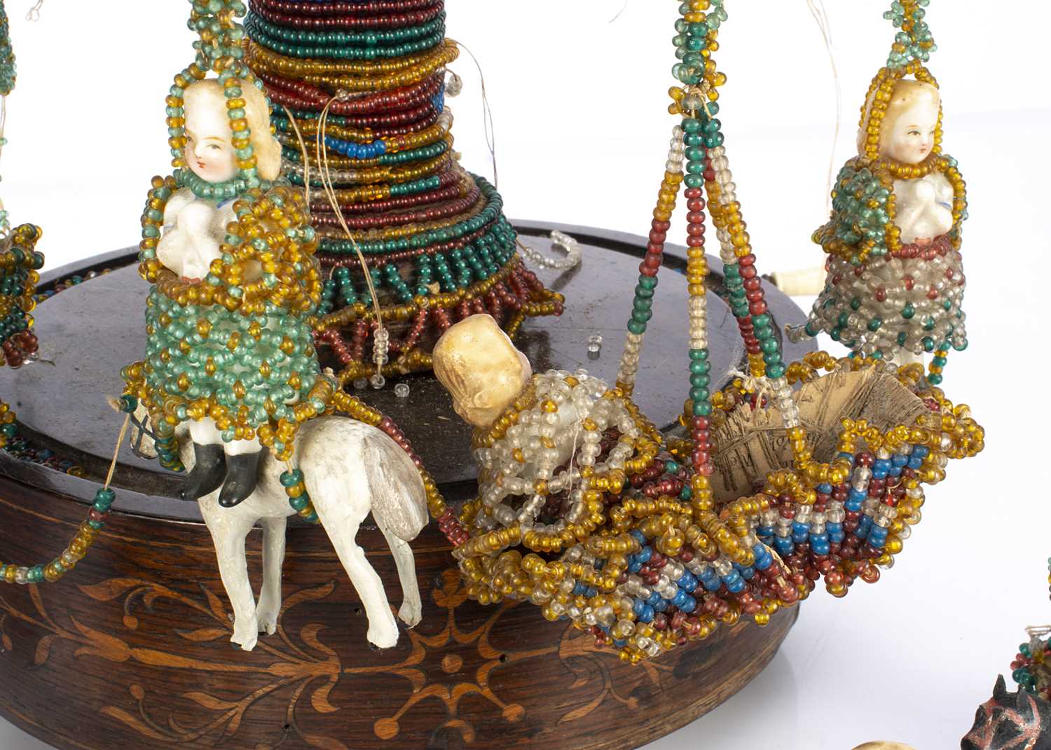 An unusual 19th century beadwork musical carousel, - Image 3 of 4