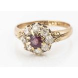 An Edwardian period 18ct gold cluster ring,