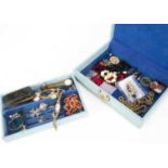 A jewellery box and contents,