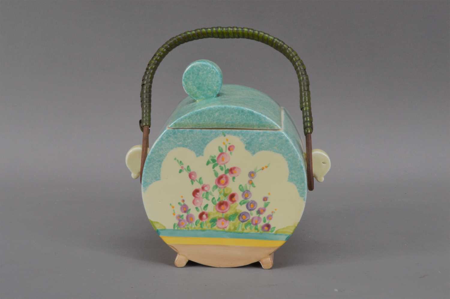 A Clarice Cliff Bonjour biscuit barrel and cover, - Image 2 of 4