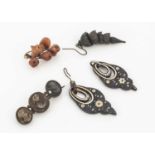 A pair of 19th century Piqué work drop earrings,