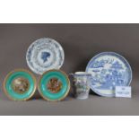 A collection of 19th century and later blue and white ceramic items,