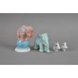 Two Herend porcelain elephants,