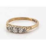 A Victorian 18ct gold and five stone diamond ring,