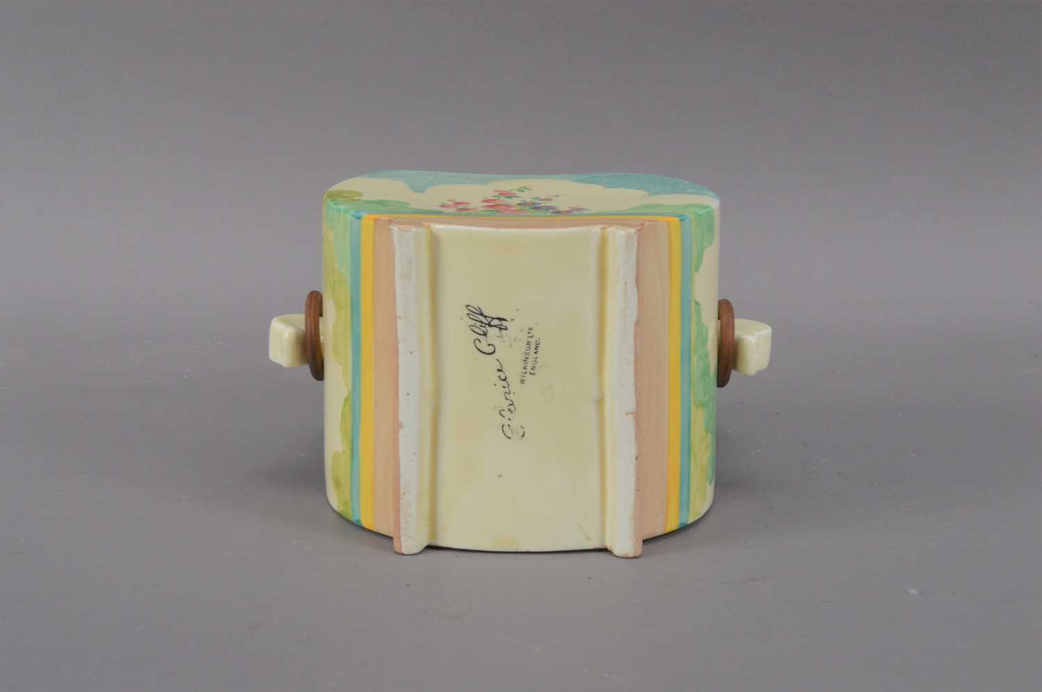 A Clarice Cliff Bonjour biscuit barrel and cover, - Image 4 of 4