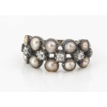 An early 19th century pearl and diamond ring,
