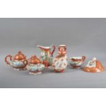 A collection of 20th century Japanese porcelain red and white items,