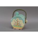 A Clarice Cliff Bonjour biscuit barrel and cover,