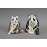 Two Royal Crown Derby bone china Panda paperweights,
