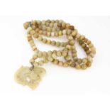 A Chinese hardstone bead necklace,