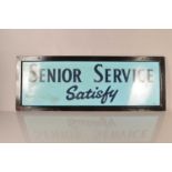 A Senior Service 'Satisfy' advertising sign,