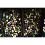 A large collection of marbles,