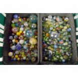 A large collection of marbles,