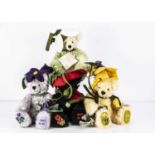 Four Hermann limited edition Flower Series teddy bears,