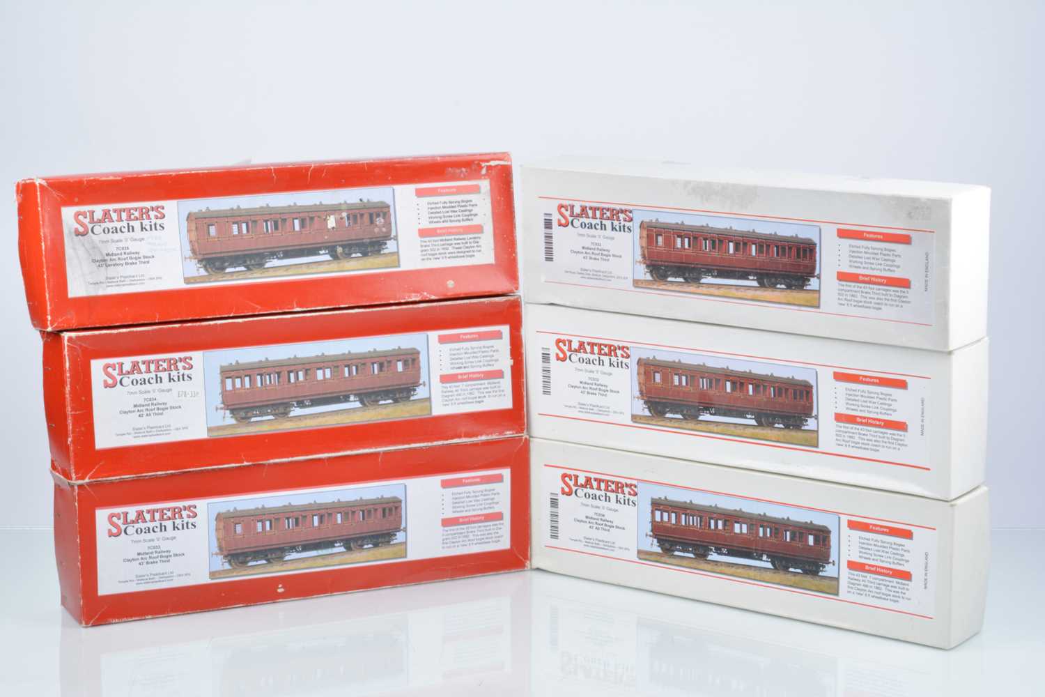 Finescale 0 Gauge Midland Railway Coach kits by Slater's, six kit boxes ...