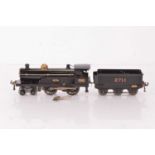 Repainted early Hornby 0 Gauge clockwork No 2 Locomotive and Tender (3),