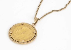 A George V full sovereign and chain,