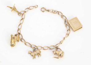 A 9ct gold charm bracelet,