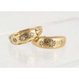 An Edwardian 18ct gold and three stone diamond dress ring,