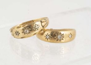 An Edwardian 18ct gold and three stone diamond dress ring,