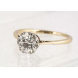 An 18ct & Plat diamond solitaire ring,