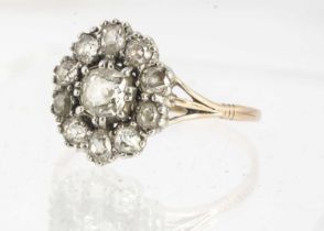 An old cut diamond cluster ring,