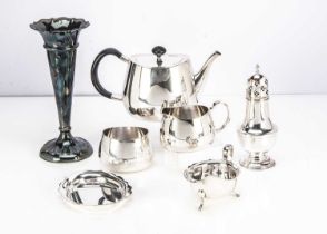 A 1960s silver plated three piece tea set from Elkington,