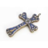 An Italian micro mosaic cross pendant,