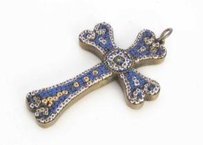 An Italian micro mosaic cross pendant,