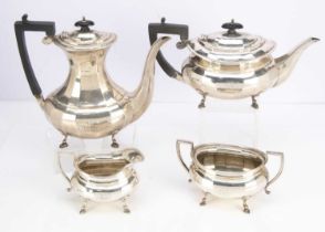 A George V silver four piece tea and coffee set by JS,