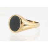 A 9ct gold bloodstone signet ring,