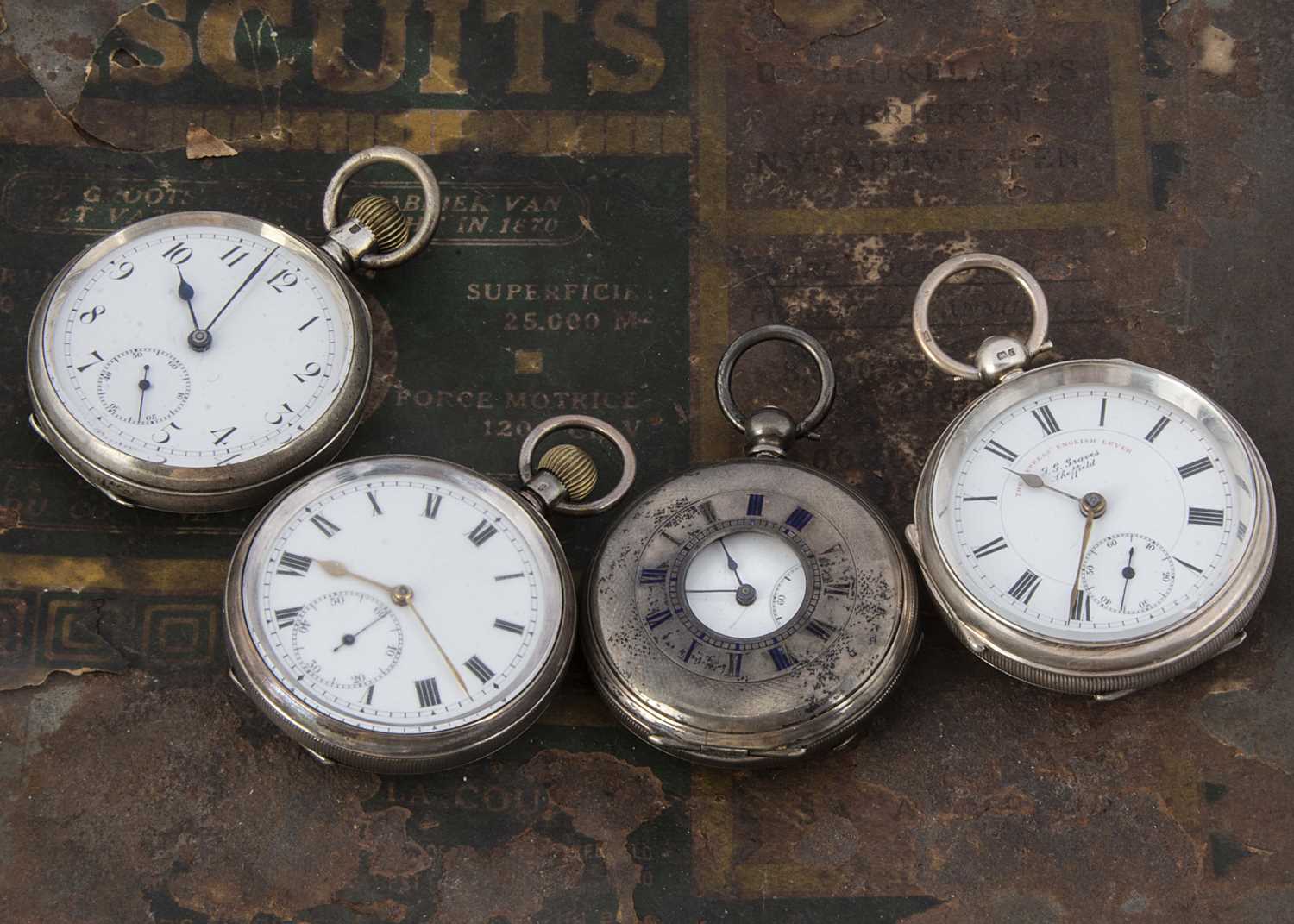 Four late 19th and early 20th century silver pocket watches,