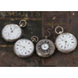 Four late 19th and early 20th century silver pocket watches,