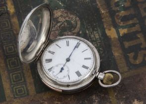 An early 20th century Continental silver full hunter repeater pocket watch,