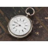 A late Victorian large silver centre seconds chronograph pocket watch by Rhodes & Sons,