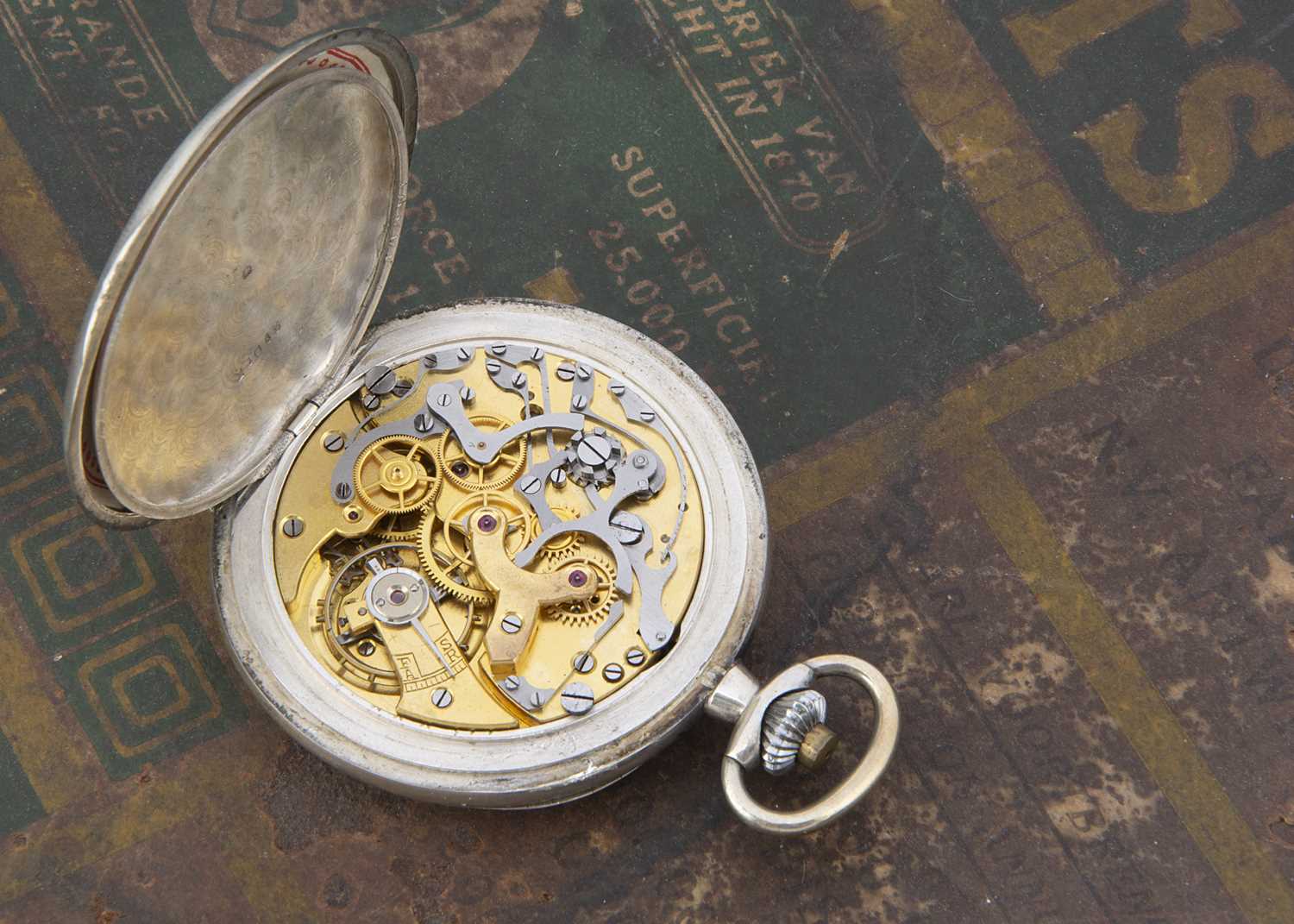 An early 20th century silver pocket watch with stop watch facility, - Image 3 of 4