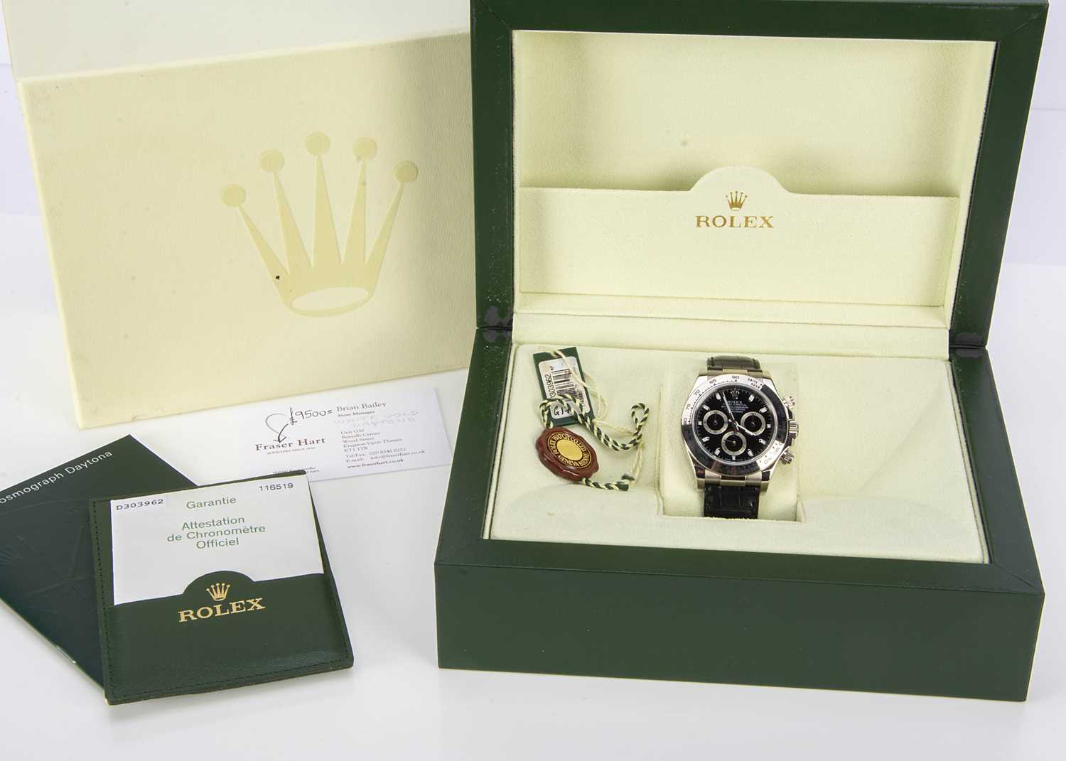 A 2000s Rolex Oyster Perpetual Daytona 18ct gold cased wristwatch full set, - Image 5 of 5