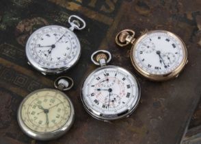 Four early 20th century pocket watch stopwatches,