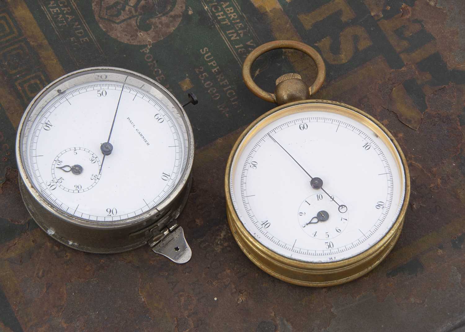 Two large late 19th or early 20th century stopwatches,