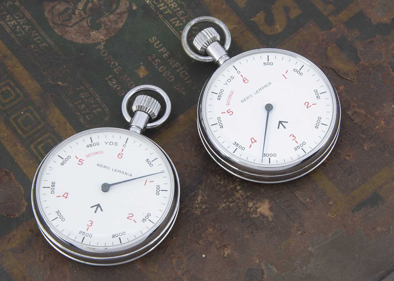 Two mid 20th century Military Issue Nero Lemania stopwatches,