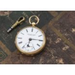A Victorian 18ct gold open faced pocket watch by Joseph Penlington of Birkenhead,