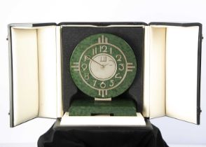 A cased modern Dunhill Art Deco style quartz mantle clock,